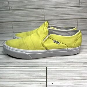 Vans Womens 9.5 Neon Yellow Classic Slip On 500714 Cushioned Skateboarding Shoes